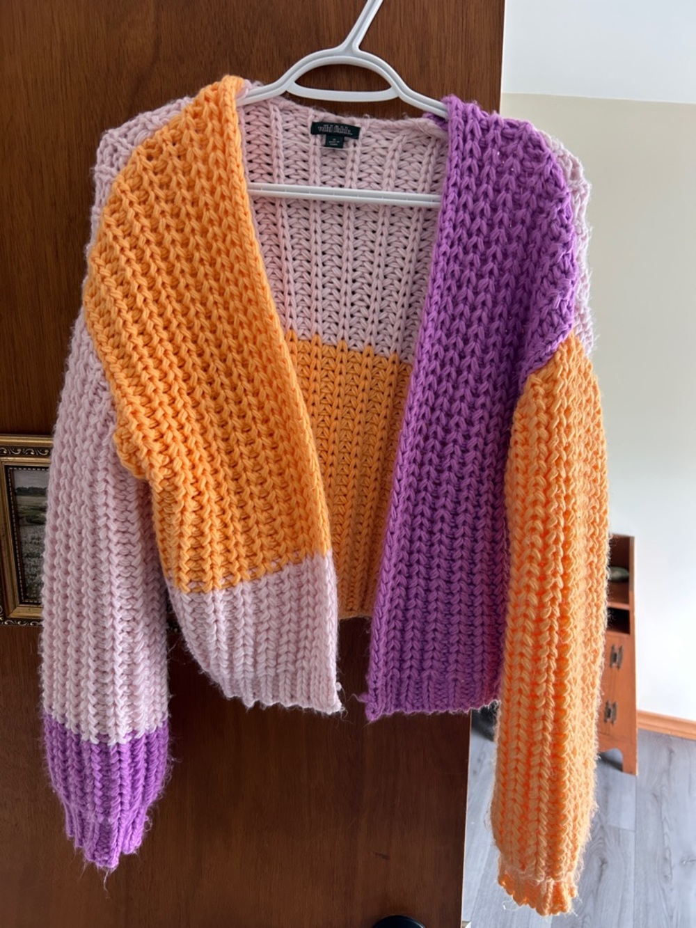 wild fable Chunky Colorblock Open Cardigan - Pink, Orange, Purple